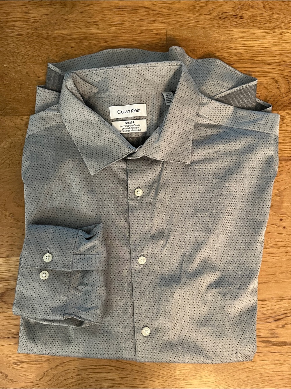 Calvin Klein Light Gray Microdot Slim Fit Dress Shirt